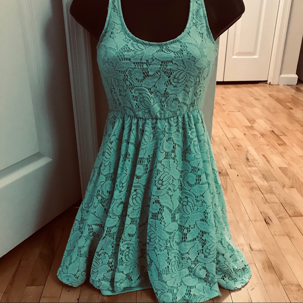 Mint Green Floral Lace Sundress